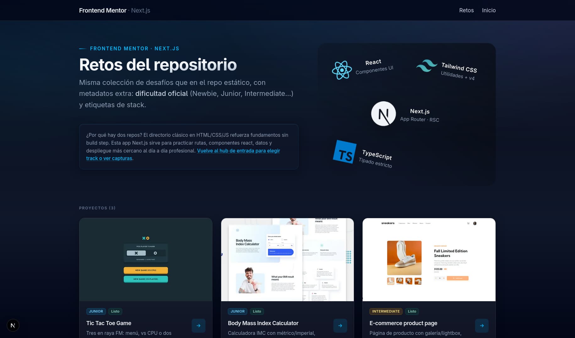 Frontend Mentor (Next.js) - Vista previa del proyecto
