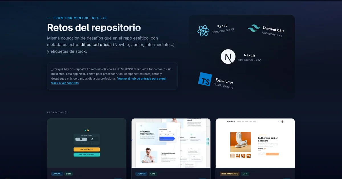 Frontend Mentor (Next.js) - Vista previa del proyecto