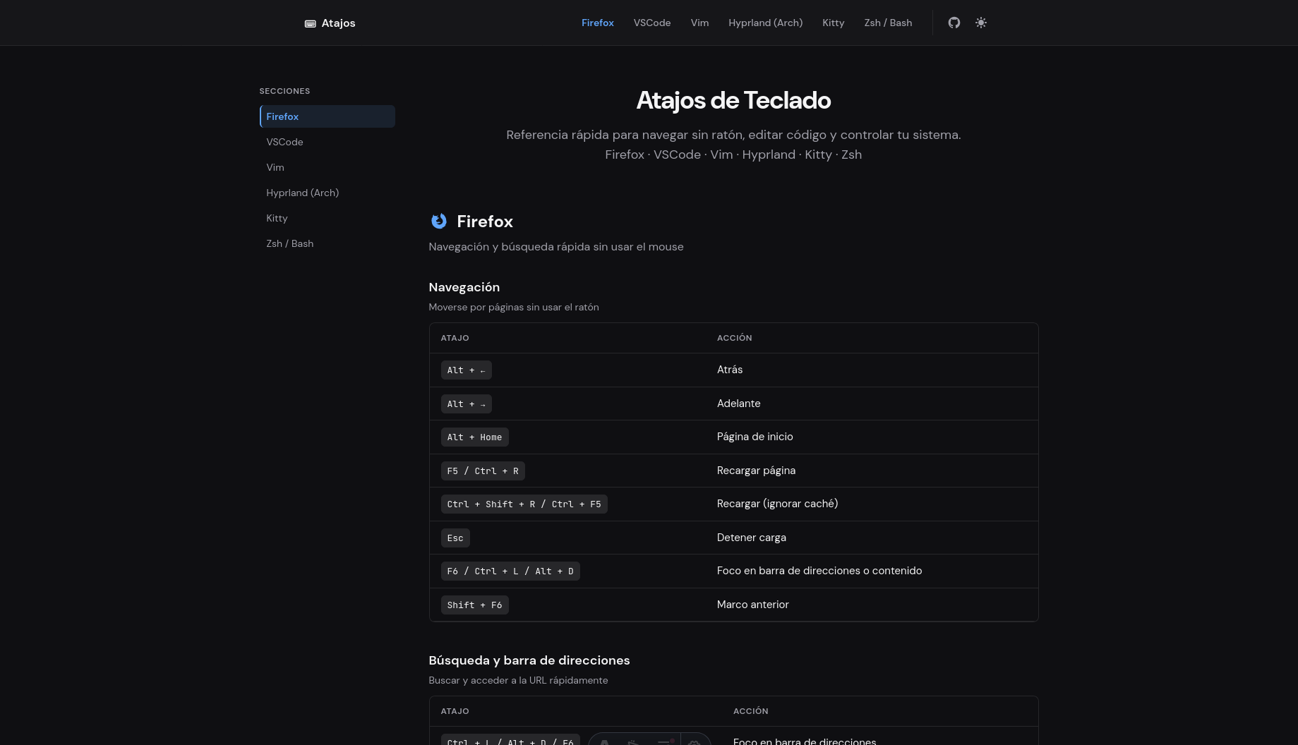 Web Atajos - Preview
